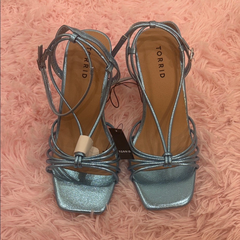 Torrid Metallic Blue Strappy Heels